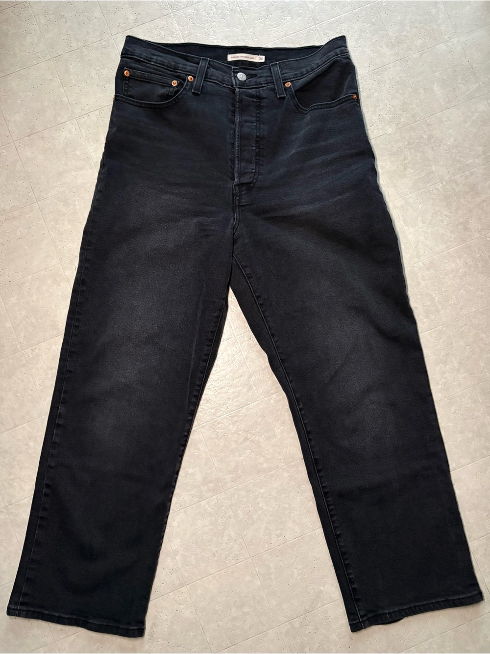 Levi’s Ribcage Straight Ankle Black Jeans High Rise Womens 30x27